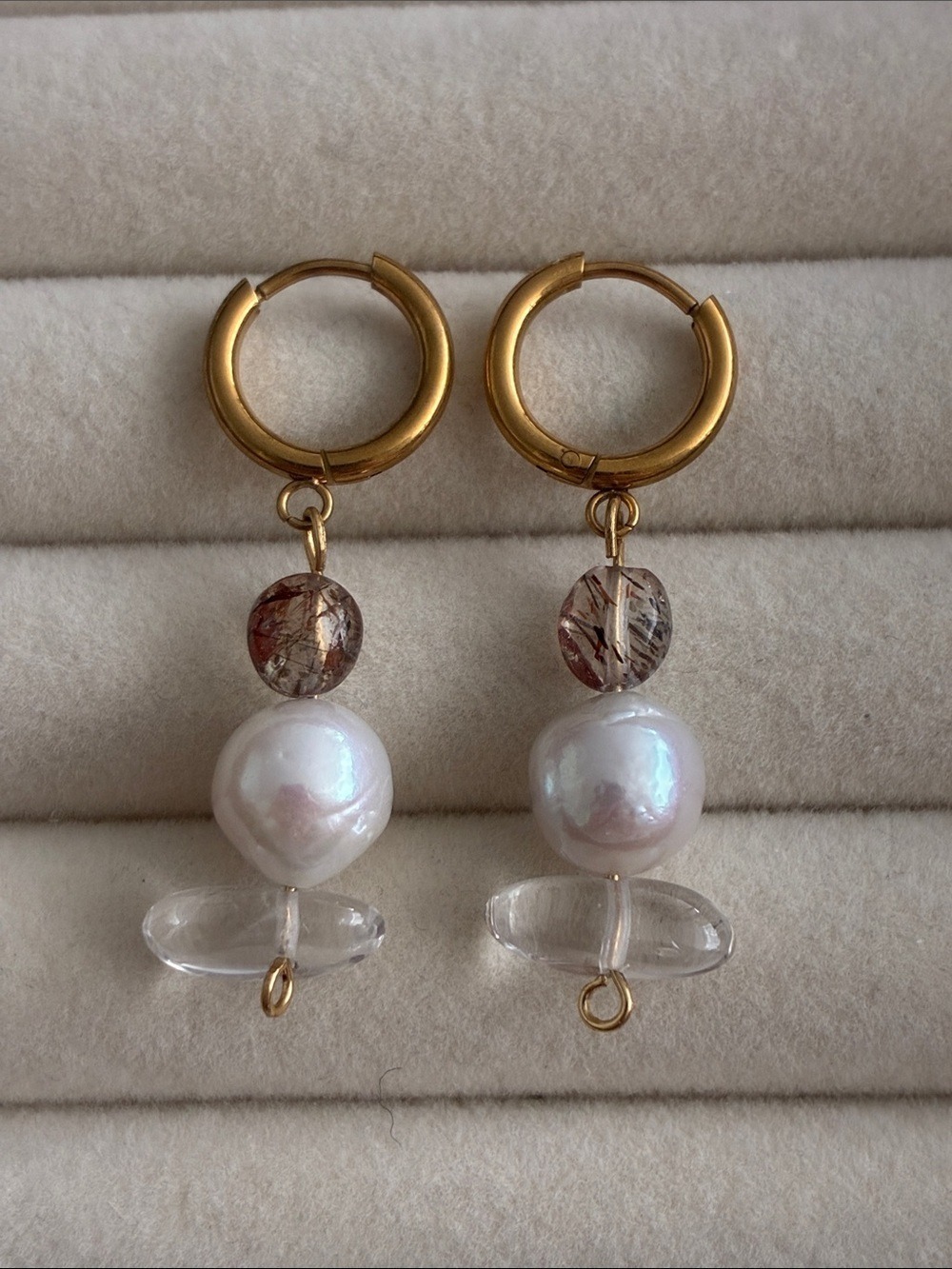 Black Super Seven Crystal & Pearl Drop Earrings